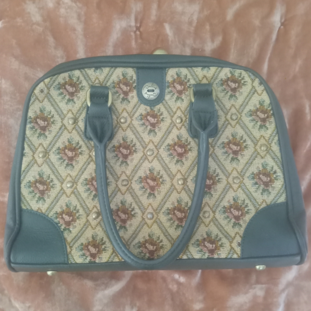 Modcloth Leather & Floral Tapestry Shoulder Purse RARE